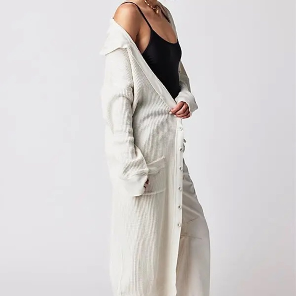 Free People Ivory Harley Knit Button Down Cardigan